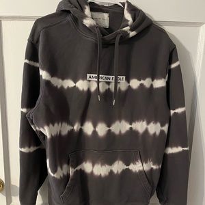 MEN’S AMERICAN EAGLE GREY/WHITE PULLOVER HOODED SWEATSHIRT